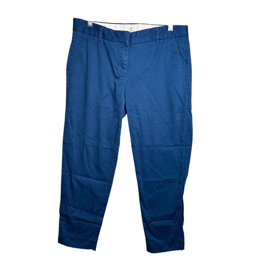 J. Crew Size 6 Pants Stretch Blue Womens Cropped Flat Front Tapered Cotton Blend